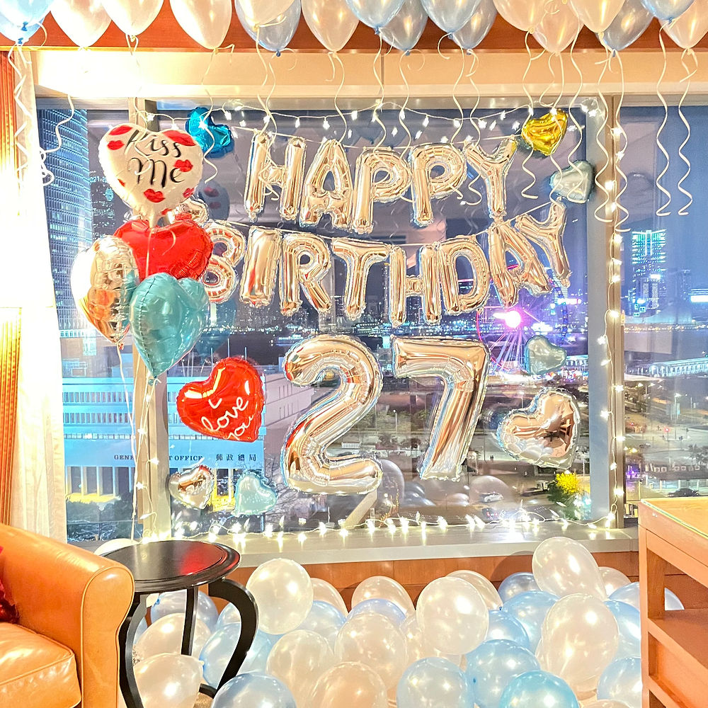 生日數字氣球上門佈置 Age Balloon Set(淺藍）