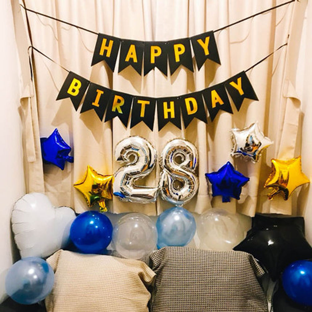 HAPPY BIRTHDAY Banner黑色魚尾旗