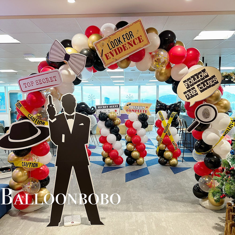 特務主題氣球佈置 spy theme balloon decoration