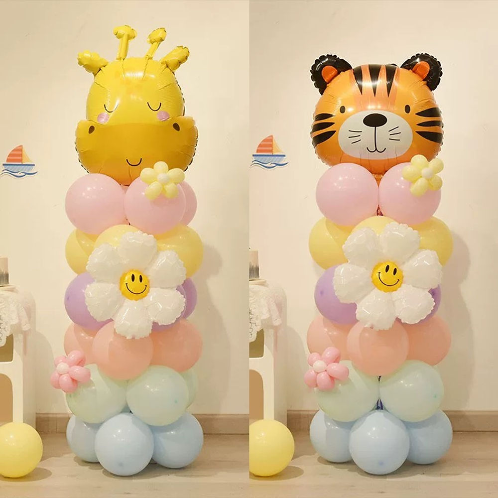 動物花花氣球柱