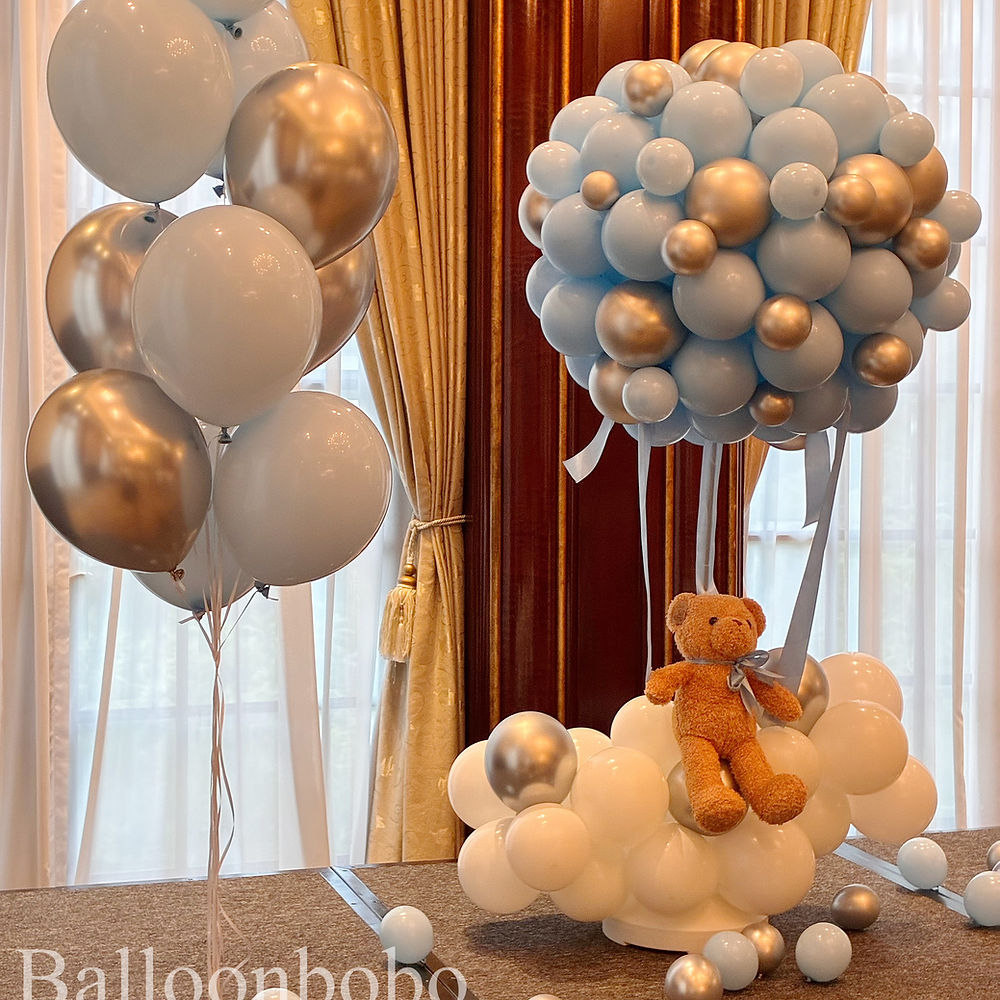 小熊熱氣球雲朵造型